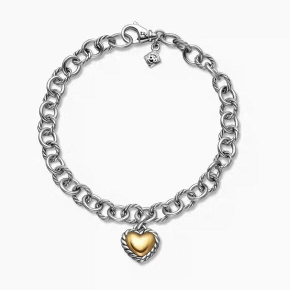 David Yurman Heart Charm Chain Bracelet in Sterling Silver - Picture 4 of 4